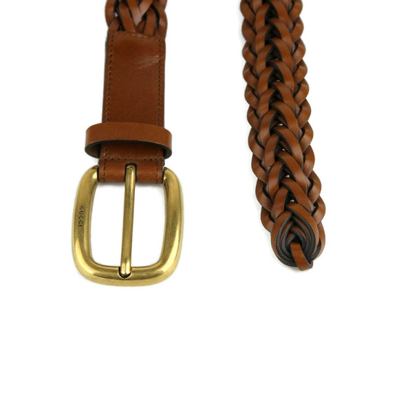 Gucci Men's Brown Braided Leather Belt With Gold Buckle 380606 2535 (85 / 34) - Picture 3 of 4
